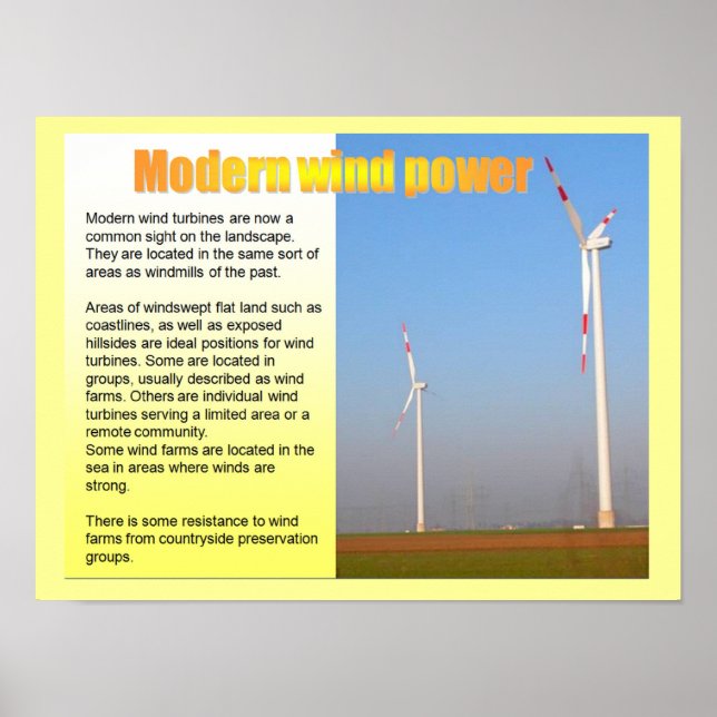 Vetenskap, energi, elektricitet, modern vind poster (Framsidan)