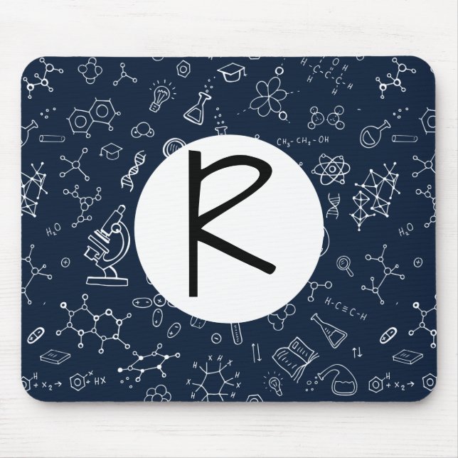 Vetenskap / kemi klotter mönster monogram musmatta (Framsidan)