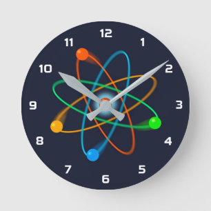 Vetenskap om atomstruktur rund klocka