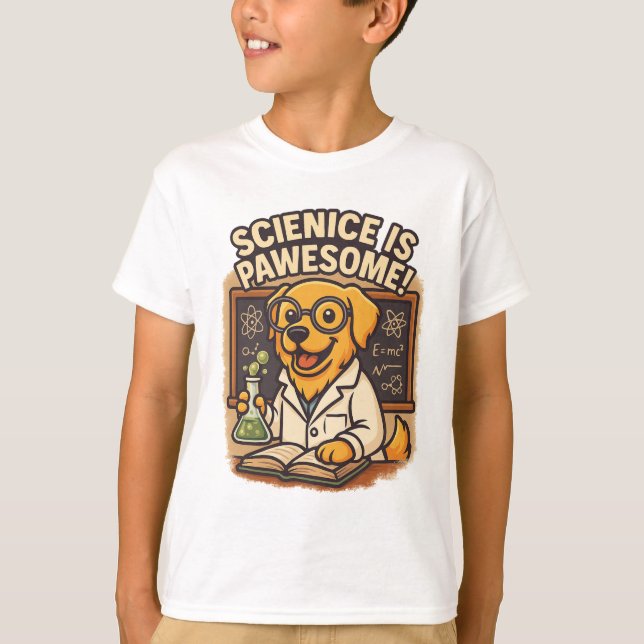 Vetenskapen är häftig - Hund Scientist T Shirt (Framsida)