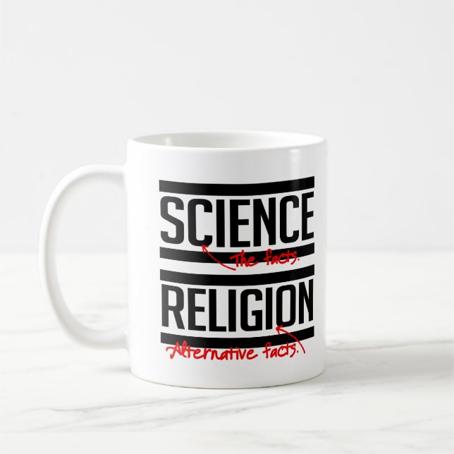 Vetenskapen = fakta och religion = alternativa fak kaffemugg (Vänster)