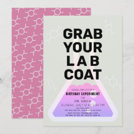 Vetenskaplig experimentkolv Neon Rosa Girl Girl Bi Inbjudningar