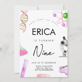 Vetenskaplig födelsedagsinbjudan till flickor inbjudningar