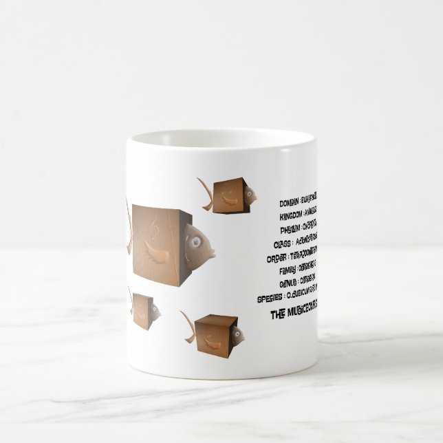  Vetenskaplig klassificering för musicboxfisken Kaffemugg (Center)