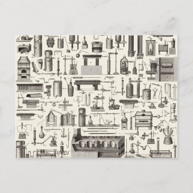 Vetenskapliga verktyg vykort (Framsida)