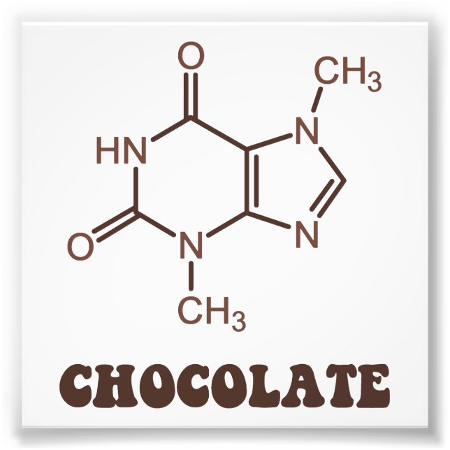 Vetenskapligt choklat Inslag Theobromine Molecule Fototryck (Framsidan)