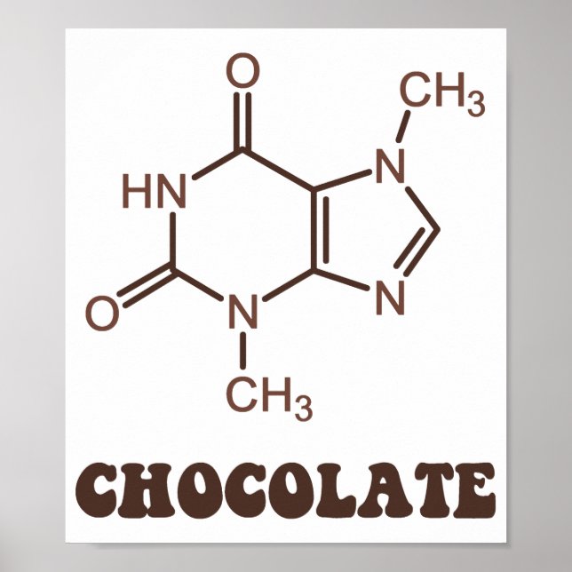Vetenskapligt choklat Inslag Theobromine Molecule Poster (Framsidan)