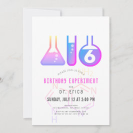 Vetenskapsexperiment Neon Rosa Adenine Girl Birthd Inbjudningar