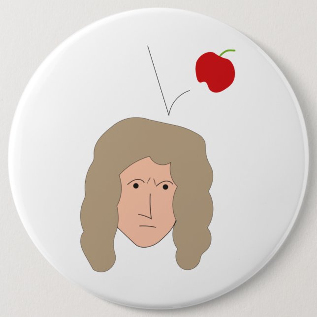 Vetenskapsklubb Fysik Humor Isaac Newton Äpple Knapp (Framsida)