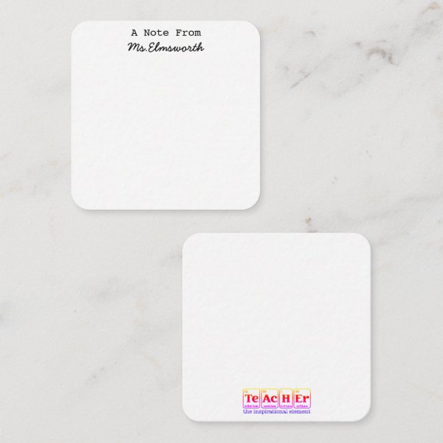 VetenskapslärarAnpassningsbar Stationary Antecknin Anteckningskort (Fram/baksida)