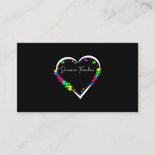 Vetenskapslärare Autism Puzzle Kärlek Heart Autism Visitkort