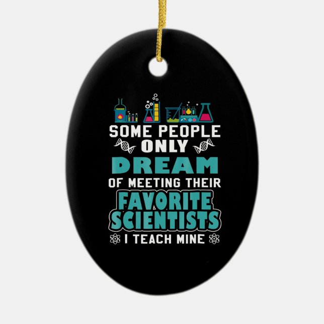 Vetenskapslärare - biologisk kemi fysik julgransprydnad keramik (Framsidan)