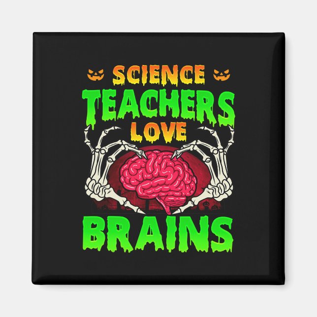 Vetenskapslärare Kärlek Brains Skeleton Hand Heart Magnet (Framsidan)