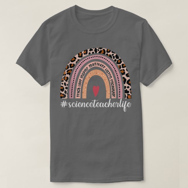 Vetenskapslärare Life Leopard Rainbow tillbaka til T Shirt (Design framsida)
