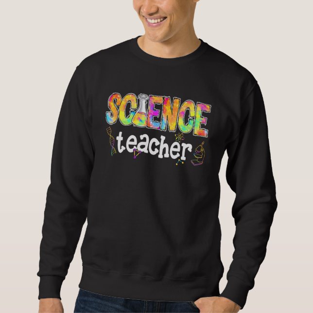 Vetenskapslärare Tie Dye Science undervisar i S Lång Ärmad Tröja (Framsida)