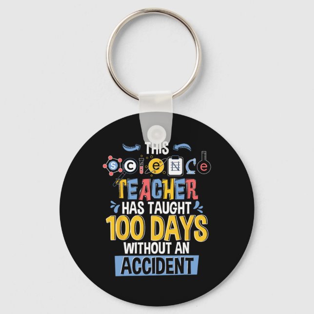 Vetenskapsläraren har 100 dagars skoltid nyckelring (Framsida)