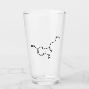 Vetenskapssymbol för serotoninkemisk formel inslag glaskopp