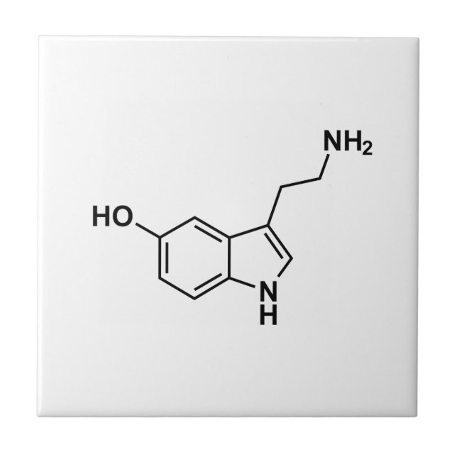 Vetenskapssymbol för serotoninkemisk formel inslag kakelplatta (Framsidan)