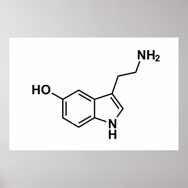 Vetenskapssymbol för serotoninkemisk formel inslag poster (Framsidan)