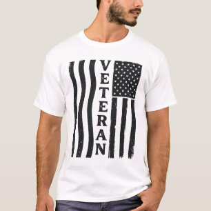 Veteran Amerikansk Flagga Vintage Vektor T-Shirt D