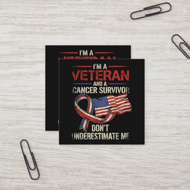 Veteran Canceröverlevande Underskatta Mig Inte Fyrkantigt Visitkort (Fram/Back In Situ)
