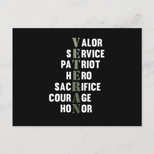 Veteran Facts Happy Veterans Day Support Graphic Meddelande Vykort (Framsida)