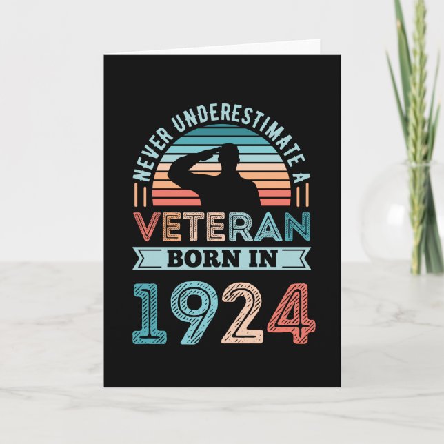 Veteran, född 1924, 100:e födelsedagsgåva kort (Framsida)