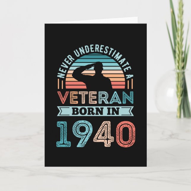 Veteran, född 1940, 80:e födelsedagen, militärgåva kort (Framsida)