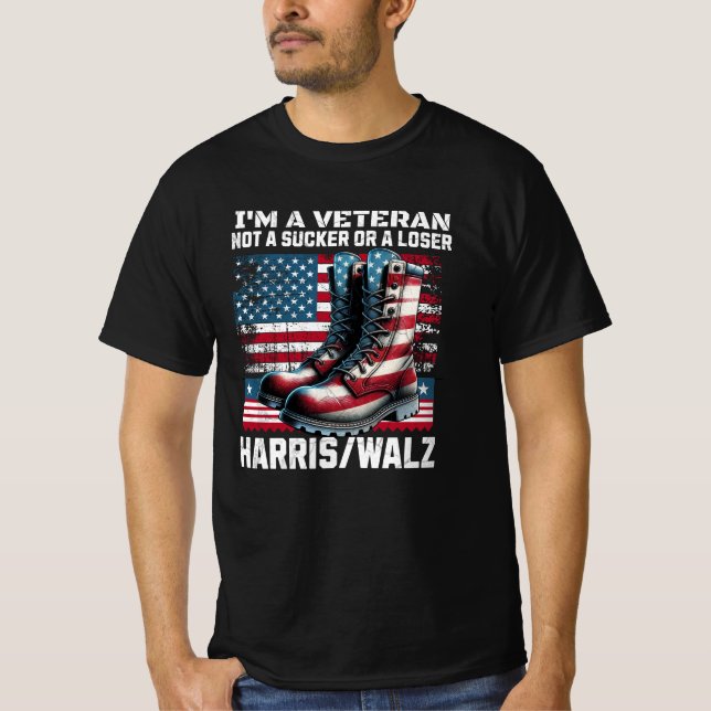 Veteran för valet till Harris Walz 2024 T Shirt (Framsida)