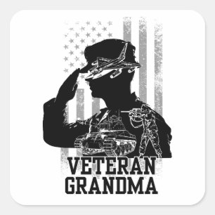 Veteran Grandma Fyrkantigt Klistermärke