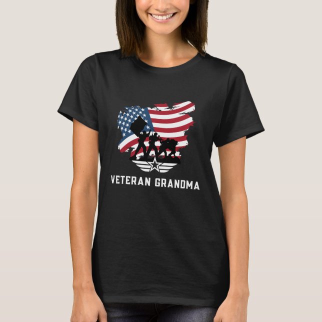 Veteran Grandma T Shirt (Framsida)