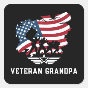 Veteran Grandpa Fyrkantigt Klistermärke