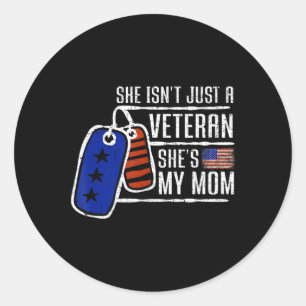 Veteran, hon är min amerikanska Vete i Mamma USA f Runt Klistermärke
