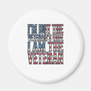 Veteran Hustru Citat Patriotisk Vintage Vektor Des Magnet