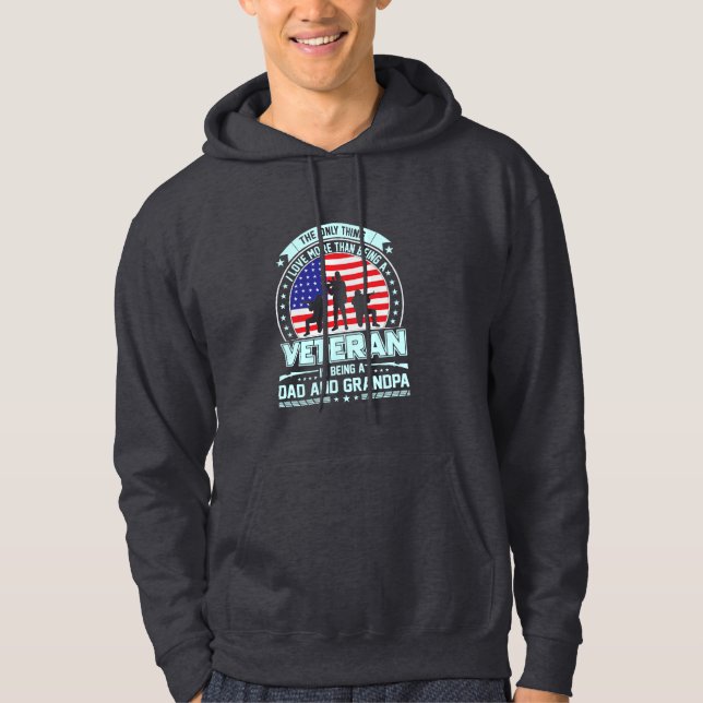 Veteran Is a Pappa och Grandpa USA Veterans Day Hoodie (Framsida)