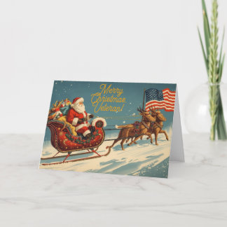 Veteran Julens Vintage Santa Patriotic Helgkort