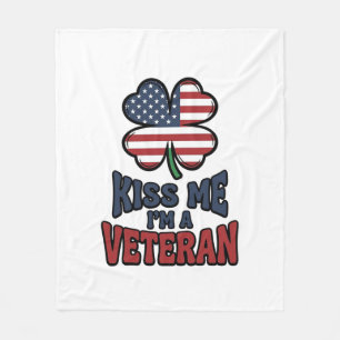 Veteran Kyss Mig Patriotisk Klöver Vintage Tröja_1 Fleecefilt