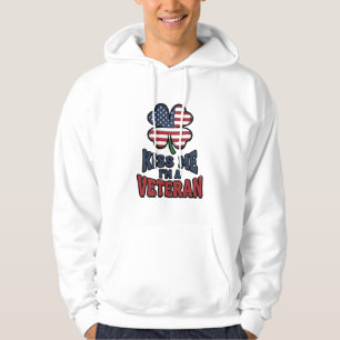 Veteran Kyss Mig Patriotisk Klöver Vintage Tröja_1 Hoodie