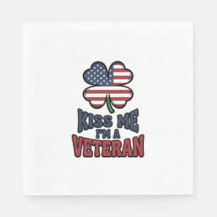 Veteran Kyss Mig Patriotisk Klöver Vintage Tröja_1 Pappersservett