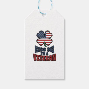 Veteran Kyss Mig Patriotisk Klöver Vintage Tröja_1 Presentetikett