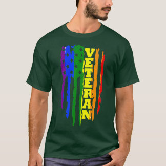 Veteran LGB Gay pride Rainbow American Flagga Mili T Shirt