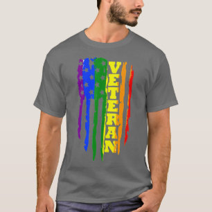 Veteran LGBT Gay pride Rainbow American Flagga Mil T Shirt