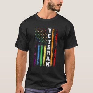 Veteran LGBTQ Rainbow Flagga Gay Lesbisk US Army T Shirt