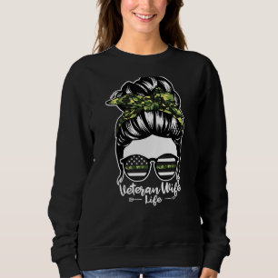 Veteran Maka Life Messy Bun Hair Funny Veteran Wif T Shirt