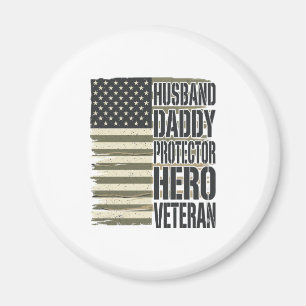 Veteran Make Pappa Beskyddare Hjälte Flagga Tröja Magnet