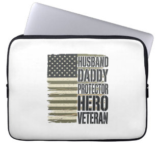 Veteran Make Pappa Hjälte Flagga Tröja De Laptop Fodral
