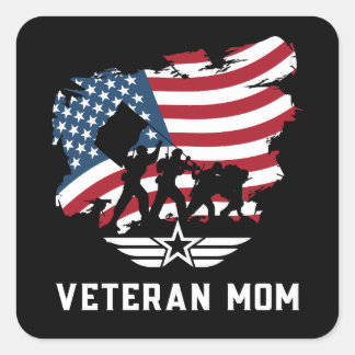 Veteran Mamma Fyrkantigt Klistermärke