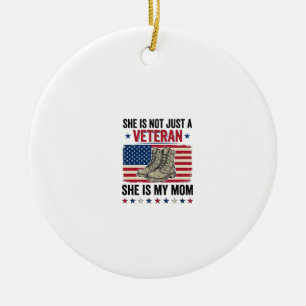 Veteran Mamma Patriotisk Militär Stövlar Tröja Des Julgransprydnad Keramik
