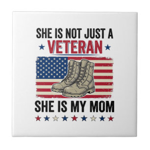 Veteran Mamma Patriotisk Militärstövlar Tröja Desi Kakelplatta