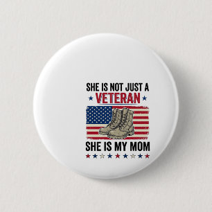 Veteran Mamma Patriotisk Militärstövlar Tröja Desi Knapp